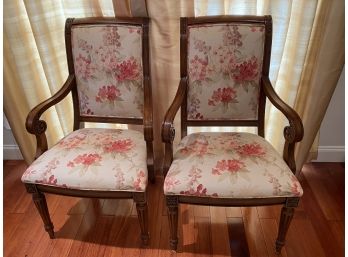 Pair Of Ethan Allen Addison Chairs With Floral Fabric