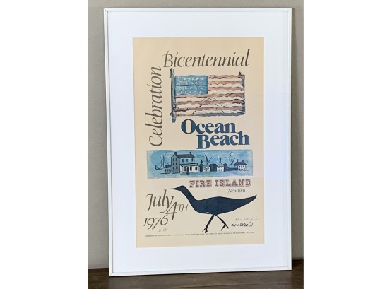 Framed Poster - Bicentennial Celebration Ocean Beach, Fire Island - Signed Alex Redein