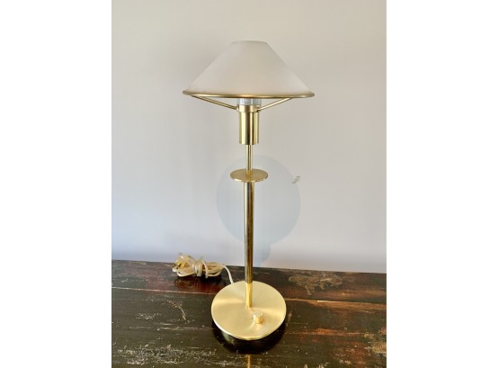 Small Brass Desk Lamp With Frosted Glass Shade