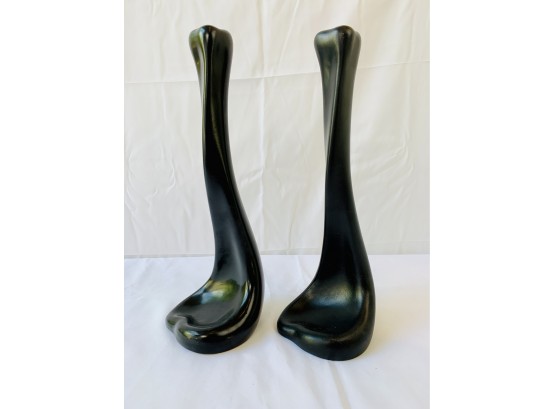 Pair Of Elsa Peretti For Tiffany Modern Black Ceramic Candlesticks
