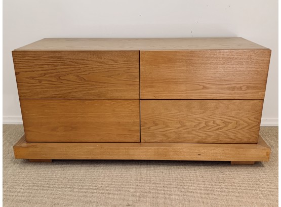 Low Blonde Wood 4 Drawer Dresser On Stand - Modern