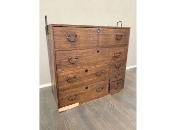 Wood 7 Drawer Tonsu Chest With Metal Hardware