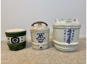Collection Of 3 Ceramic Asian Jugs