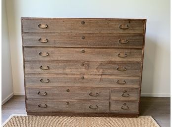 Wood 9 Drawer Tonsu Chest With Metal Hardware