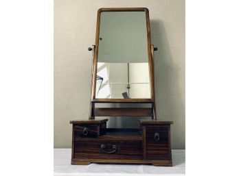 Table Mirror With 3 Drawers In Dark Wood