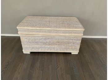 Pickeled Rattan Trunk With Wood Detail