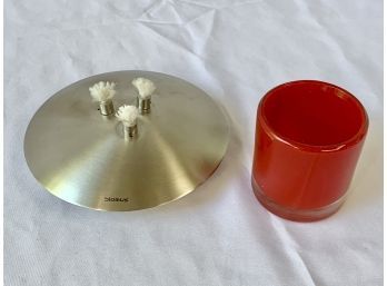 Blomus 3 Wick Oil Lamp - Stainless Steel  And Henry Dean Red Glass Votive