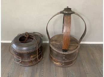 Pair Of Decorative Asian Wood Containers  - Meant To Be Hung