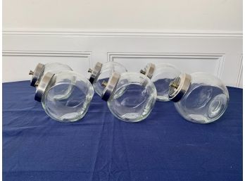 Set Of 6 Glass Candy Jars With Stainless Tops