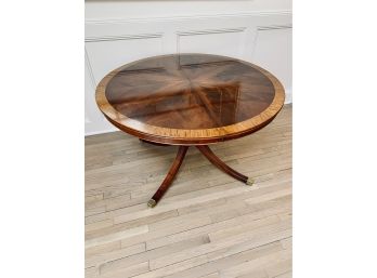 Beautiful Federal Style Mahogany Round Dining Table On Pedestal With Leaf