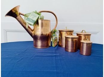 Copper Counter Set With Lids And Large Watering Can