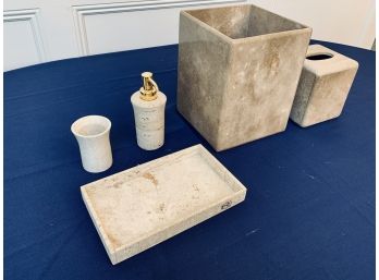 5 Piece Labraziel Bathroom Accessories - Marble And Aztec Sand Bought From Lynnens In Greenwich, CT