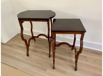 Pair Of Milling Road (baker Furniture) Dark Wood Side Tables