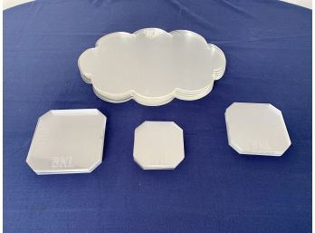 Set Of Lucite Placemats And 3 Sizes Of Coasters - Monogrammed BKL (L Is The Last Name)