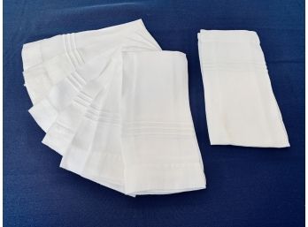 Set Of 8 Pratesi Cloth Napkins - White Linen With White Stripes