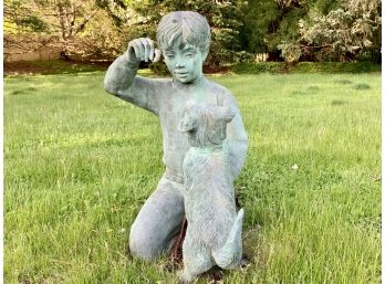 Bronze Elite By Henri Sculpture - Boy With Dog