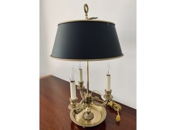 3 Arm Brass Table Lamp With Tole Shade