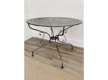 Embossed Round Metal Patio Table With Umbrella Hole