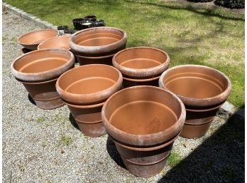 Collection Of 8 Large Terracotta Pots And 5 Black Ceramic Pots