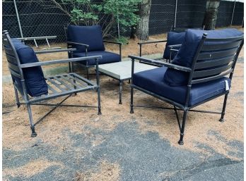 Set Of Wrought Iron Armchairs And 1 Ottoman (used As Coffee Table) - Client Says Restoration Hardware