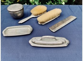 Antique Tiffany And Company Sterling Silver Grooming Set - 7 Pieces Monogrammed