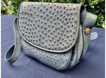 Fendi Ostrich Bag - Faded Blue With White Leather Interior