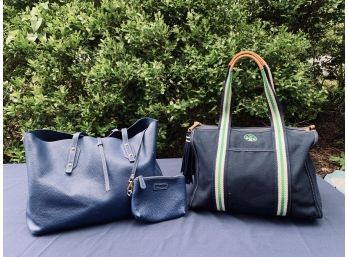 Lot Of Handbags - 1 Canvas Torie Burch Tote And 1 Leather J. McLaughlin Tote