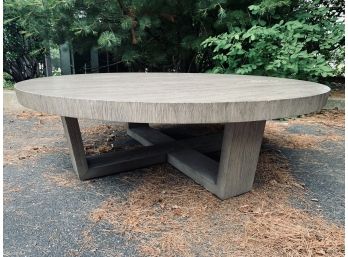 Restoration Hardware Antoccino Round Coffee Table In Grey Oak