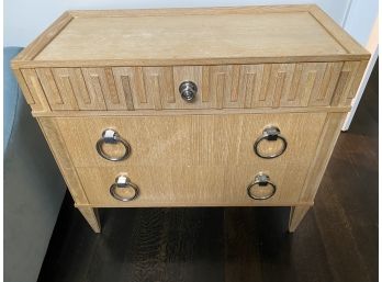 Global Views 3 Drawer Dresser - Pickled Blonde Wood With Chrome Hardware