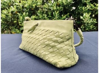Lime Green Bottega Veneta Shoulder Bag - Woven Leather With Sand Suede Liner