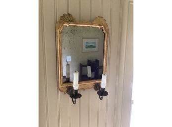 Antique Gold Mirror With 2 Sconces - Candles