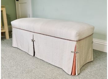 Raw Silk Bench With Salmon And Sand Piping