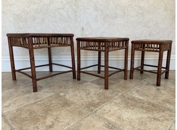 Collection Of 3 Small Bamboo Side Tables