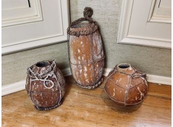 Collection Of 3 African Paper Mache Jugs