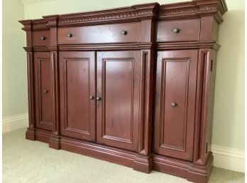 Large Painted Oxblood Sideboard - 3 Pieces - 3 Drawers, 4 Doors