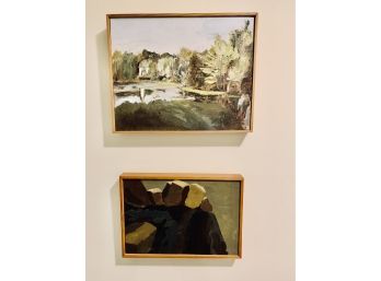 Pair Of Small Framed Oil On Canvas Paintings - Unsigned