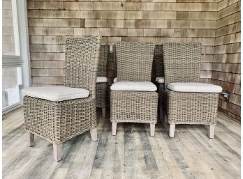 Set Of 6 Outdoor Wicker Dining Chairs With Cushions
