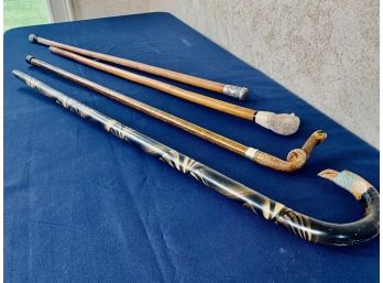 Collection Of 4 Wooden Canes