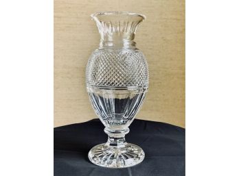 Large Baccarat Crystal Vase - Baluster Shape With Saw Tooth Diamond Cut Shoulders And Round Pedestal Foot