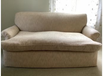 Sand Fabric Loveseat With Down Filled Cushion