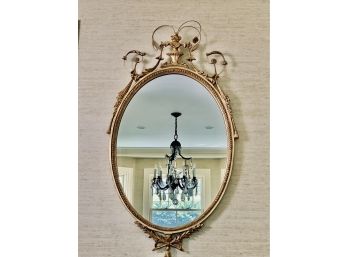 Carved Wood Painted Gilt Mirror - Oval