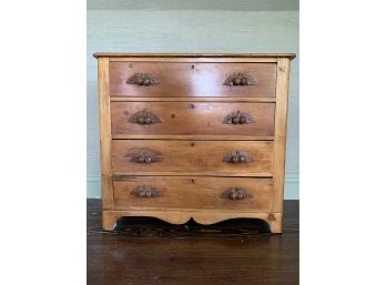 Antique 4 Drawer Chest Of Drawers With Carved Fruit Drawer Pulls