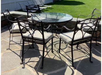 Wrought Iron Patio Set - Glass Top Table With 4 Chairs