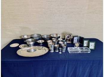 Large Collection Of Trophies From Shinnecock Hills Golf Club - Silver Plate, Glass And Clocks