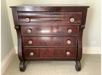 American Empire Dresser 4 Drawer With Glass Drawer Pulls Circa 1840