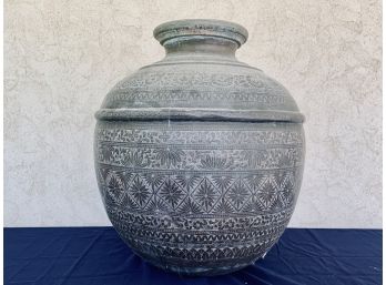 Large Metal Urn - Carved Detail