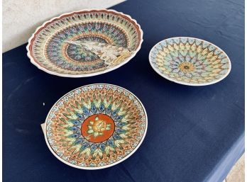 Collection Of 4 Pieces Of Turkish Painted Pottery