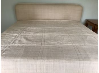 Sand Linen King Bed With Tempurpedic Mattress, Customatic Foundation And Matching Coverlet