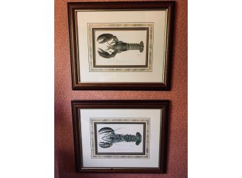 Pair Of Framed Lobster Botanical Prints