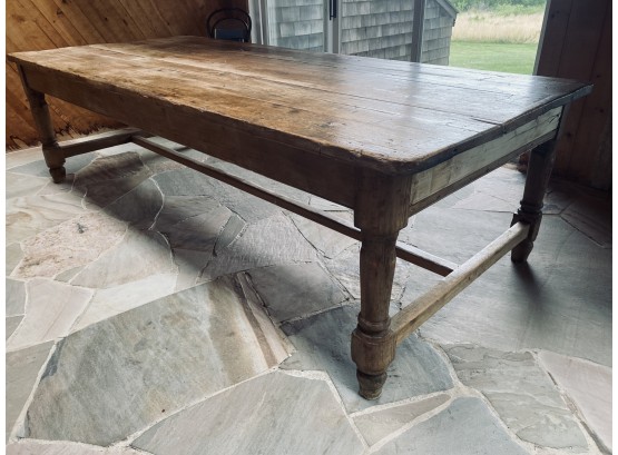 Large Antique Pine Farm Table - With Dovetail Detail - From Amagansett, NY Antique Shop